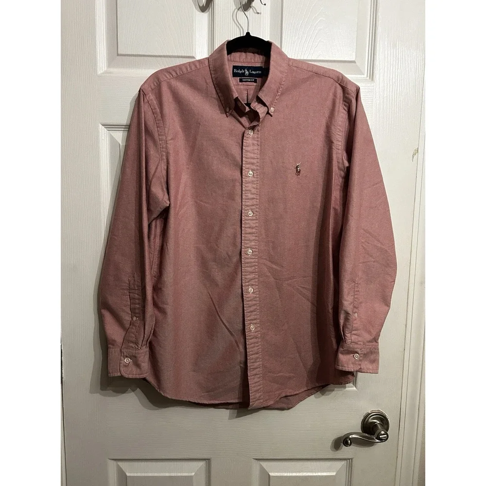 Polo Ralph Lauren Classic Fit Mens 16 Long Sleeve Shirt Flesh Pony Oxford Preppy